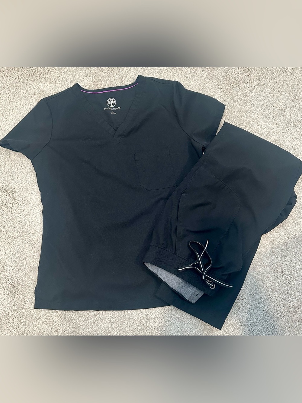 Black Scrubs Set by Healing Hands